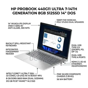 New HP ProBook 440 G11 Laptop - Intel Core Ultra 5, 8GB RAM, 512GB SSD