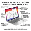 New HP ProBook 460 G11 Laptop: Intel Core Ultra 7, 8GB RAM, 512GB SSD - 2