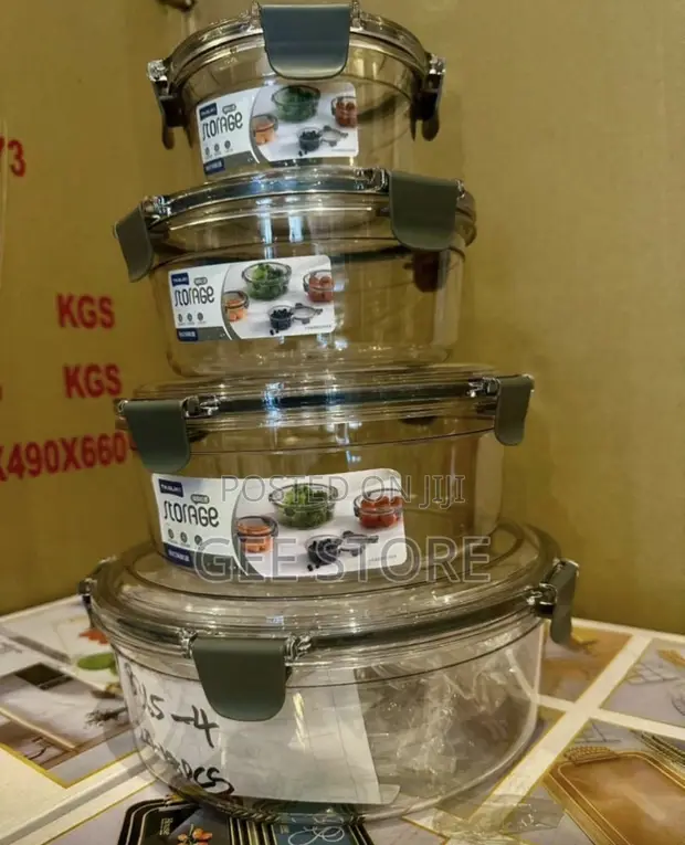 4-Piece Set Clear Round Acrylic Airtight Food Storage Containers - 1