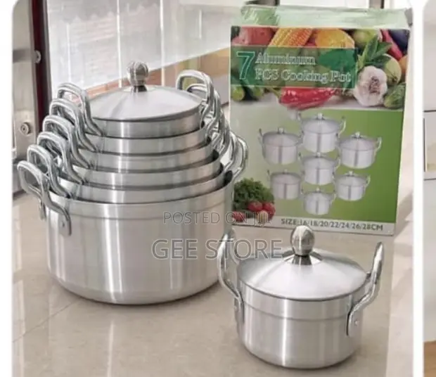 7-Piece Aluminum Cooking Pot Set (Sufuria) - 1