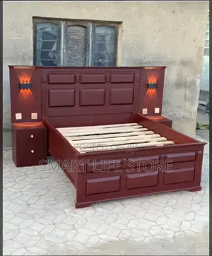 Solid Wood Bed Frame Full Set with Bedside Tables