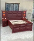 Solid Wood Bed Frame Full Set with Bedside Tables - 1