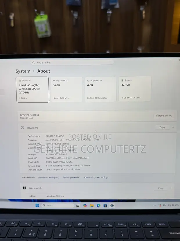 Dell Precision 5550 Laptop - Intel Core i7, 16GB RAM, 512GB SSD - 1