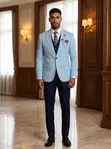 Sky Blue Elegance Men's Suits - 1