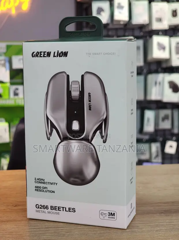 Green Lion G266 Beetles Wireless Mouse, 4800 DPI, Metal Design - 1