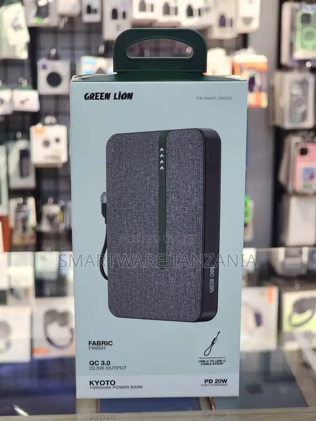 Green Lion Kyoto 10000mAh Power Bank with USB-C, QC 3.0, 22.5W - 1