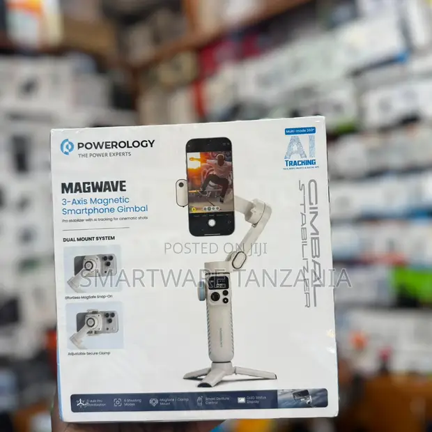 Powerology Magwave 3-Axis Magnetic Smartphone Gimbal with AI Tracking - 1