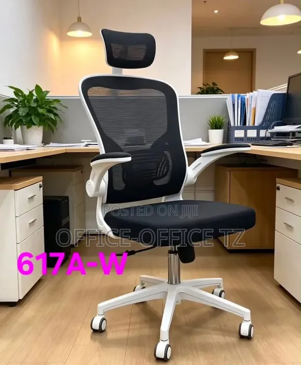 White Headrest Chair - 1
