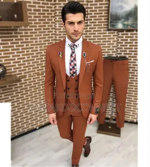 Suti ya Marco Milano Rangi ya Kahawia ya Kutust, Vipande 3, Slim Fit