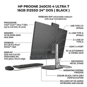 New HP ProOne 240 G10 All-in-One: Intel Core Ultra 7, 16GB RAM, 512GB SSD