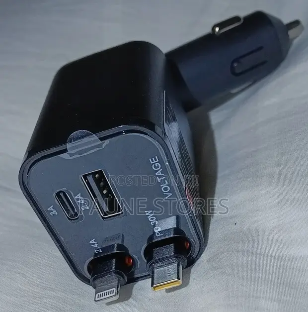 Chaja ya Gari ya Simu GE na Cables 2 (iPhone & Type-C) - 1