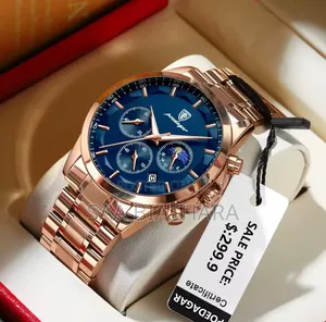 Poedagar Men's Chronograph Watch - Gold & Blue