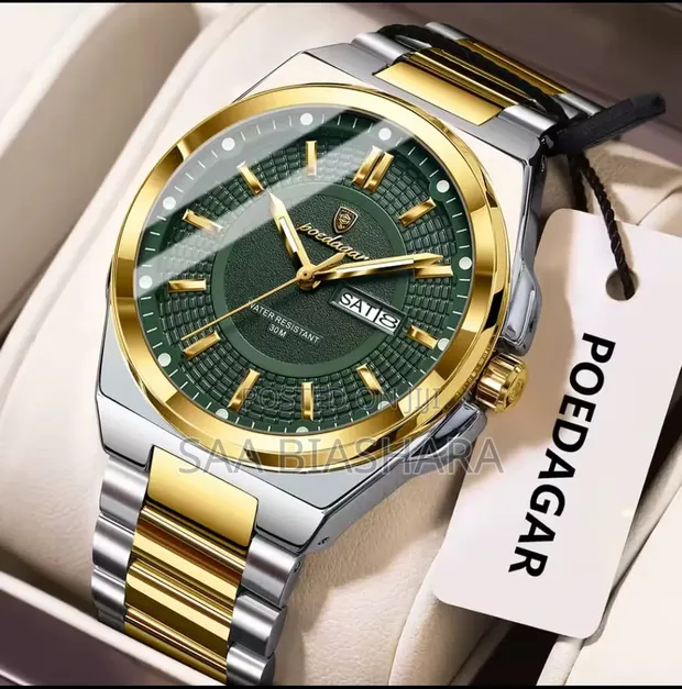 Poedagar 869 Quartz Watch - Gold, Silver, Green - 1