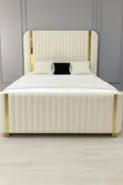 Brand New 5x6 "Maua Mengi" Bed Frame - White & Gold - 1