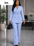 Executive Double-Breasted Women's Pant Suit - 3