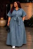 Mkusanyiko wa Magauni ya Jeans ya Kisasa kwa Wanawake yenye Mikanda - 2