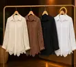 Crochet Lace-Sleeve Button-Down Tunic Shirt - 2