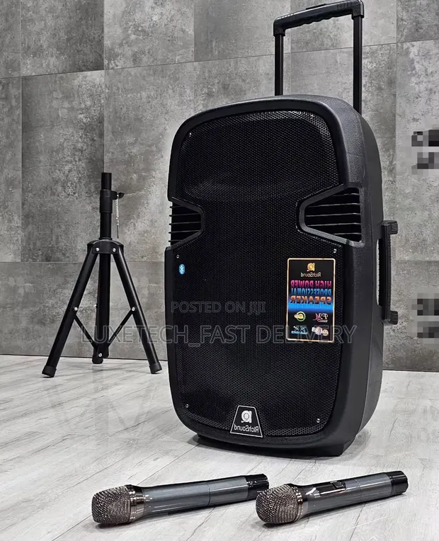 RichSound 15" Portable Rechargeable Party Speaker with 2 Wireless Mics - 1
