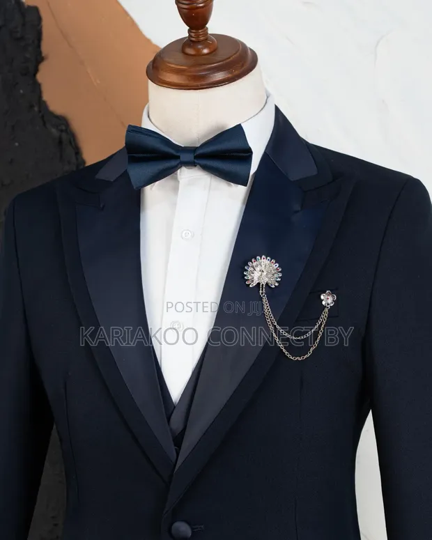MARIO CASAS Executive Satin Lapel 3-Piece Suit Set - 1