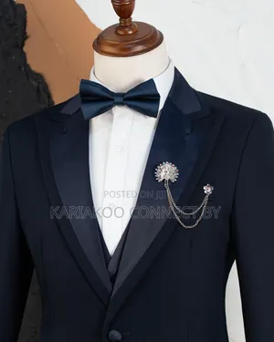MARIO CASAS Executive Satin Lapel 3-Piece Suit Set
