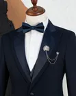 MARIO CASAS Executive Satin Lapel 3-Piece Suit Set - 1
