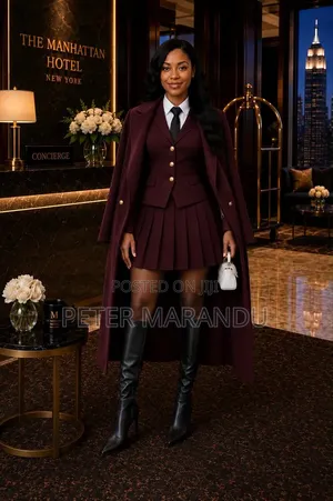 Women's 3-Piece Suit Set (Skirt, Jacket & Long Overcoat)