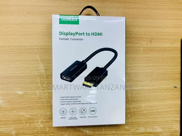 UGREEN DisplayPort to HDMI Female Converter, 4K@30Hz, 10M Cable - 1