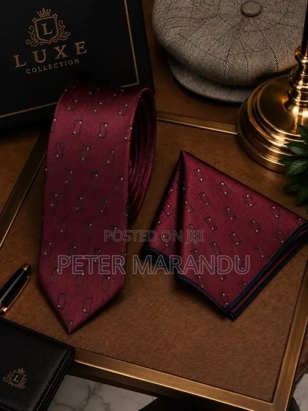 Premium Tie, Pocket Square & Cufflinks Set - 1
