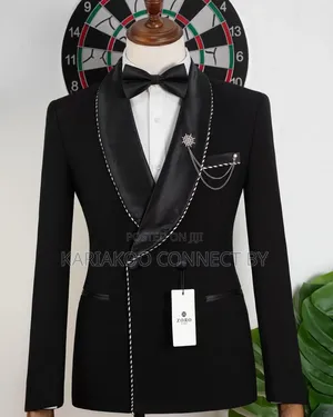 ROMASTER Men's Black Event & Wedding Suit Set