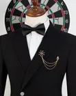 Luxury Black ROMASTER Groom & Party Suit Set with Gold Brooch Chain - 1