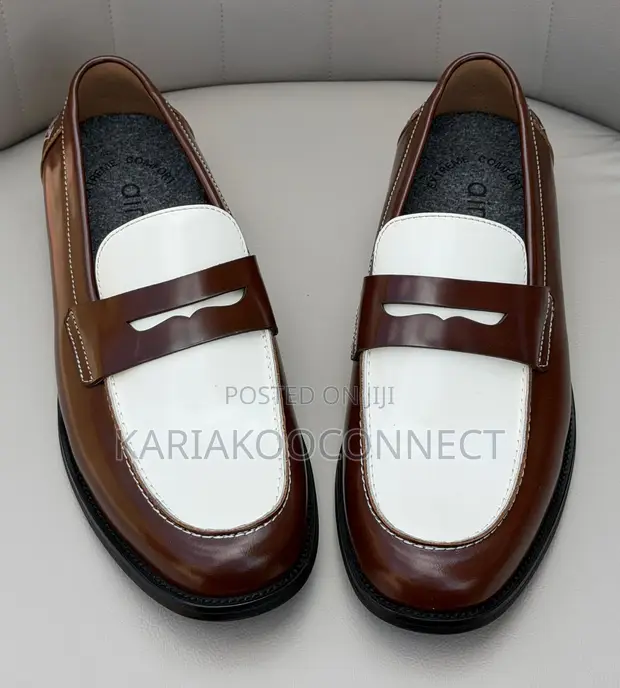 Hush Puppies Two-Tone Brown & White Leather Penny Loafers - 1