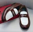 Hush Puppies Two-Tone Brown & White Leather Penny Loafers - 5