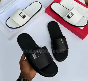 Men's Buckled Slide Sandals - Black & White