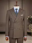 Double-Breasted Wool Blend Executive Suit - 1