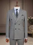 Double-Breasted Wool Blend Executive Suit - 2