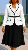 Elegant Belted Skirt Suit Set - Brand New - 2