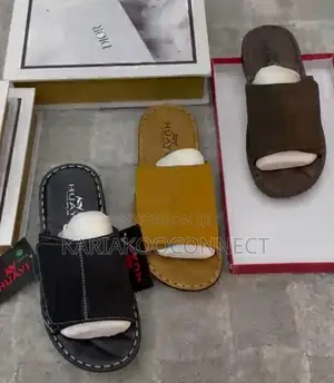 Men's Suede Leather Slip-on Slides