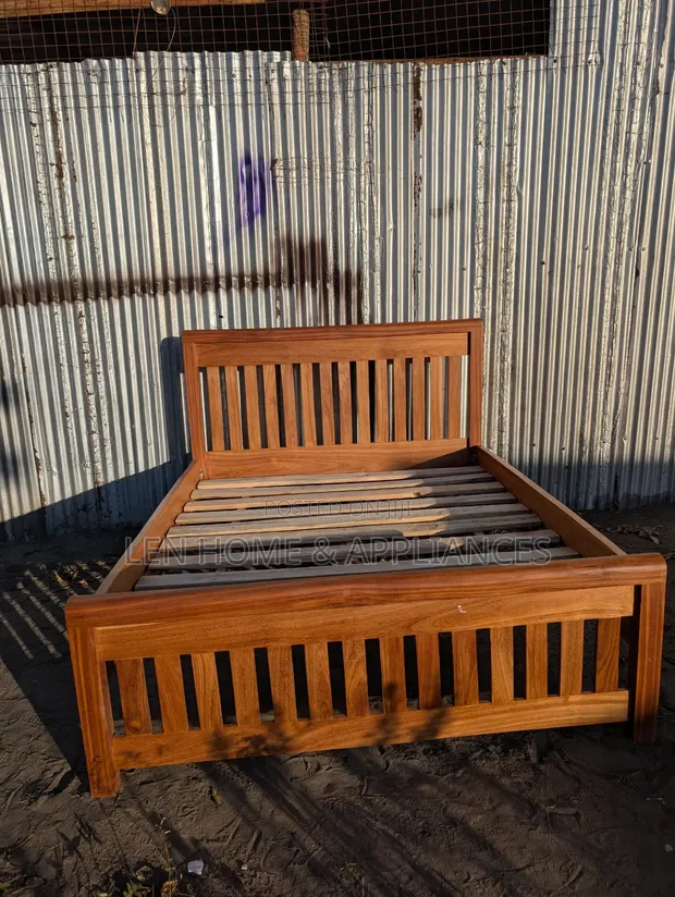 Brown 5/6 Wood Bed Frame - 1