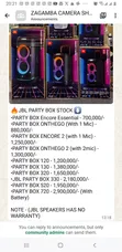 JBL PartyBox Speakers: Encore Essential, On The Go, 120, 130, 320, 330, 520, 720 - 1
