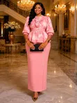 Gauni Zuri la Peplum Maxi lenye Mkanda na Ruffle Shingoni - 1