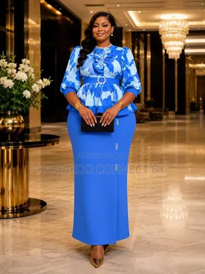 Elegant Peplum Maxi Dress with Belt & Ruffle Neck