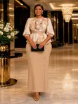 Gauni Zuri la Peplum Maxi lenye Mkanda na Ruffle Shingoni - 4