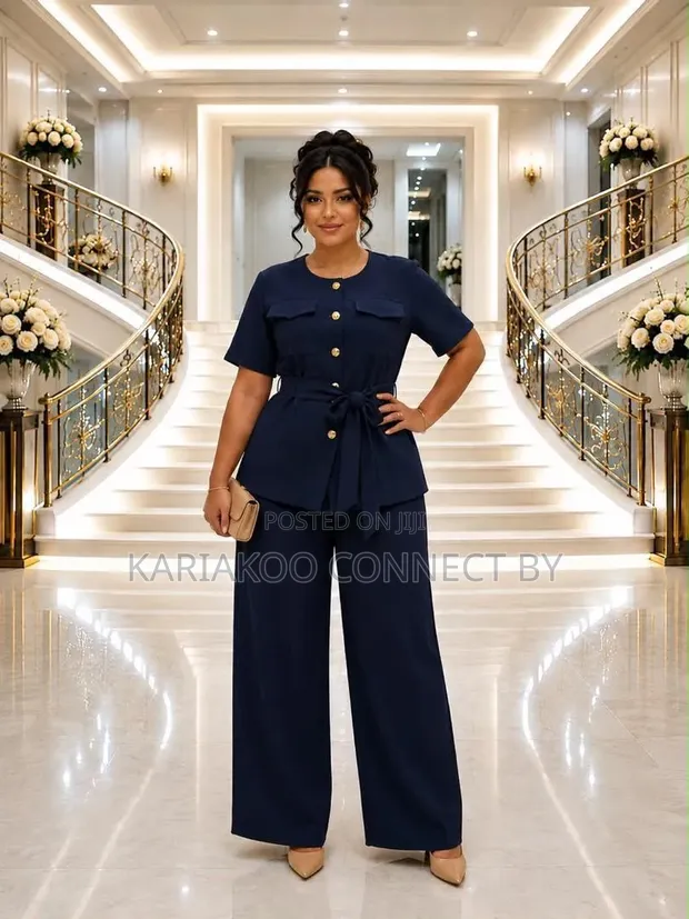 Women's 2-Piece Short Sleeve Safari Style Suit Set - 1