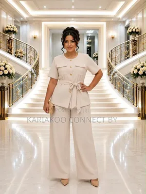 Women's 2-Piece Short Sleeve Safari Style Suit Set