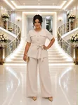Women's 2-Piece Short Sleeve Safari Style Suit Set - 4