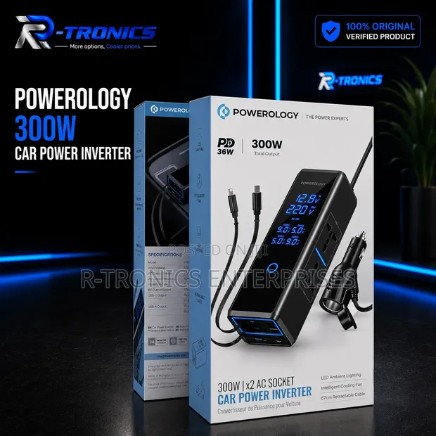 Powerology 300W Car Power Inverter - Dual AC - 1