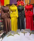 Beaded Satin Collared Maxi Dress - 1