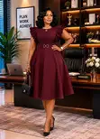 Ruffle-Sleeve Fit & Flare Midi Dress - 2
