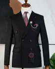 Men's BAGOZZA MILANO Double-Breasted Black Formal Suit - 4