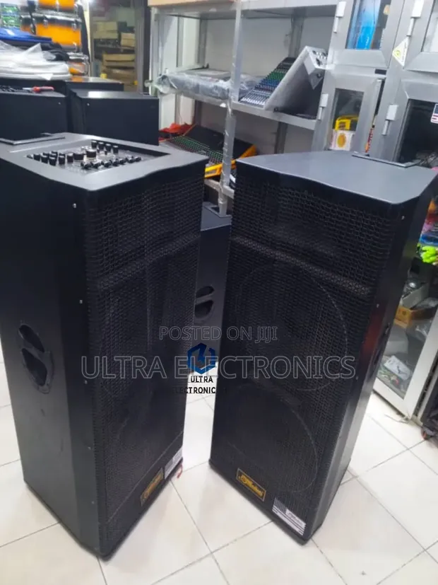 SOUNDSOFT Speakers with 15-Inch Woofers, Mixer Amplifier & 2 Microphones - 1